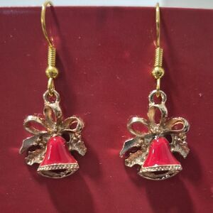 Classic Jingle Bell Drop Earrings Gold Tone Christmas Jewelry Gift